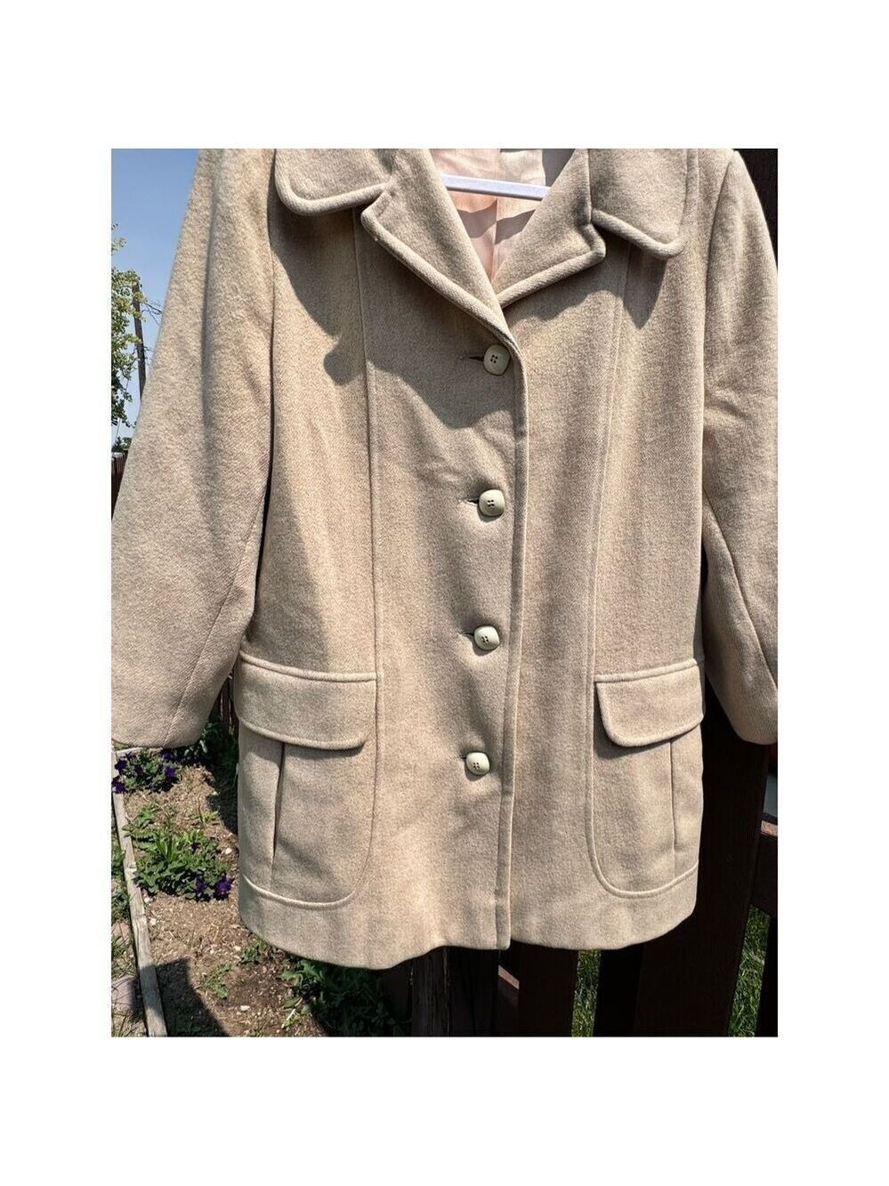 Vintage Herman Kay wool coat baby pink satin lining - Picture 5 of 13
